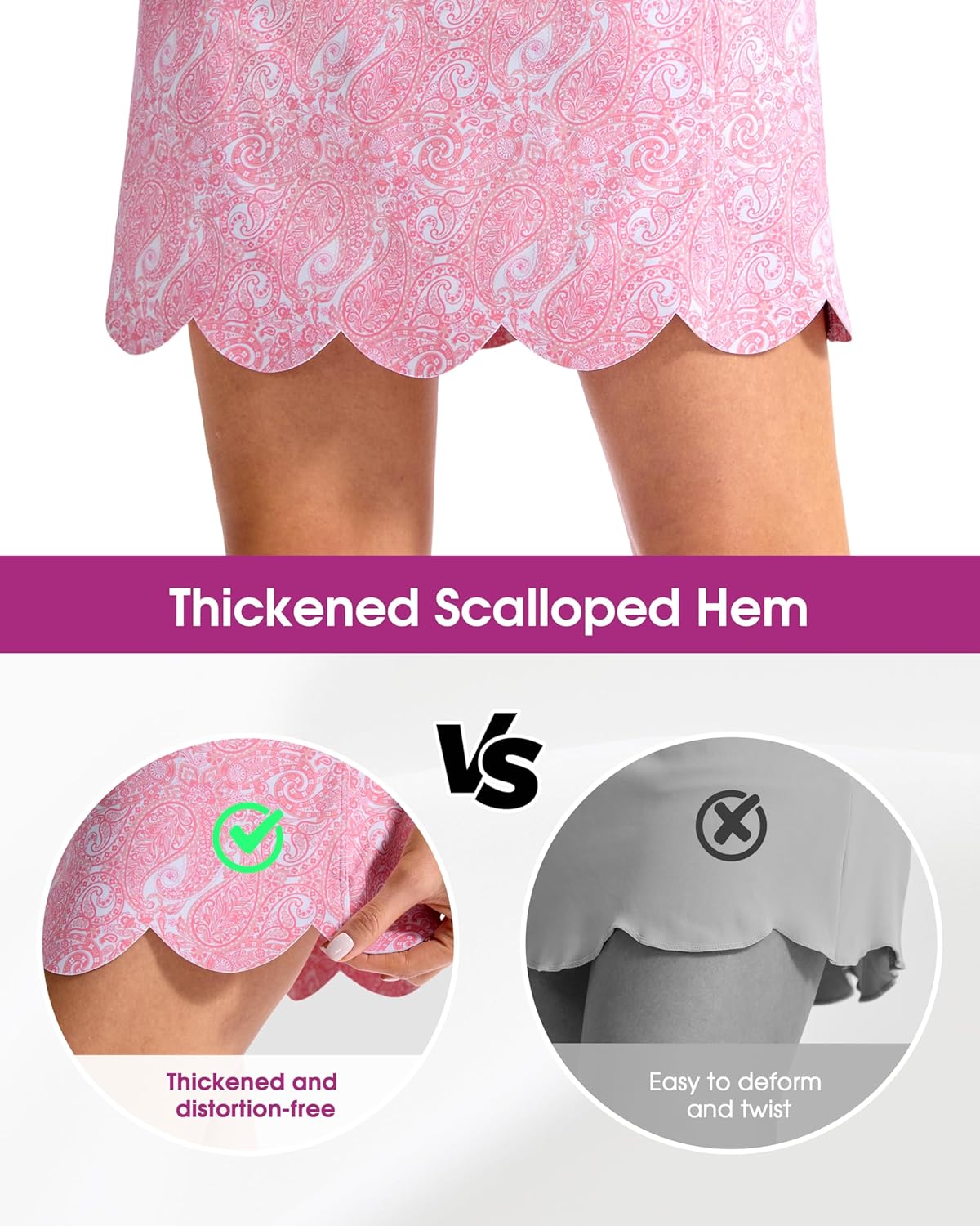 Viodia 18" Skorts for Woman with Scalloped Hem High Waisted Golf Tennis Women Skort Skirts with Pockets Dressy Casual - Image 4