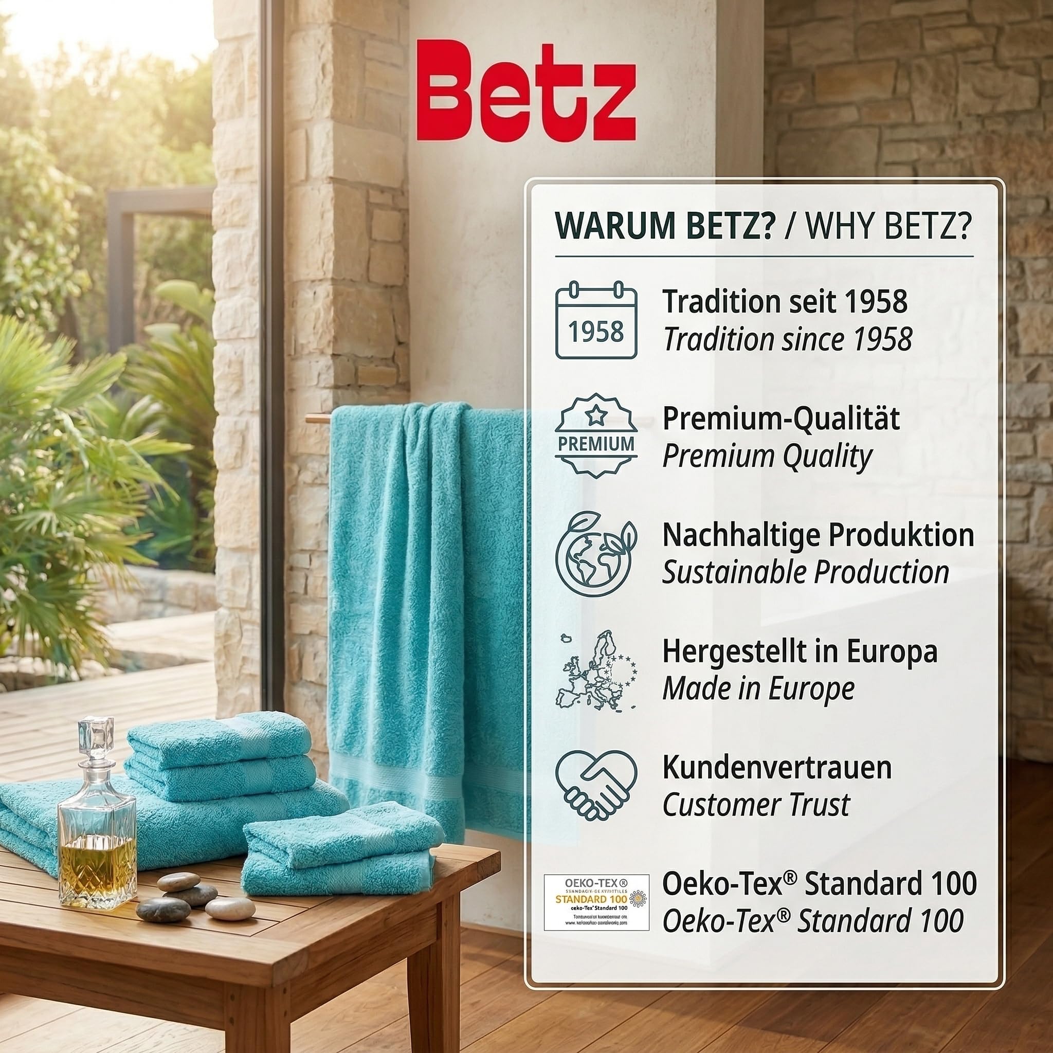Betz 12-częściowy zestaw ręczników premium 100% bawełna 2 rękawice do mycia 2 ściereczki do mycia 2 ręczniki dla gości, 4 ręczniki do rąk, 2 ręczniki kąpielowe, kolor ocean