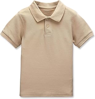 Boys' Cotton Pique Polo Shirts Uniform Short Sleeve Tops