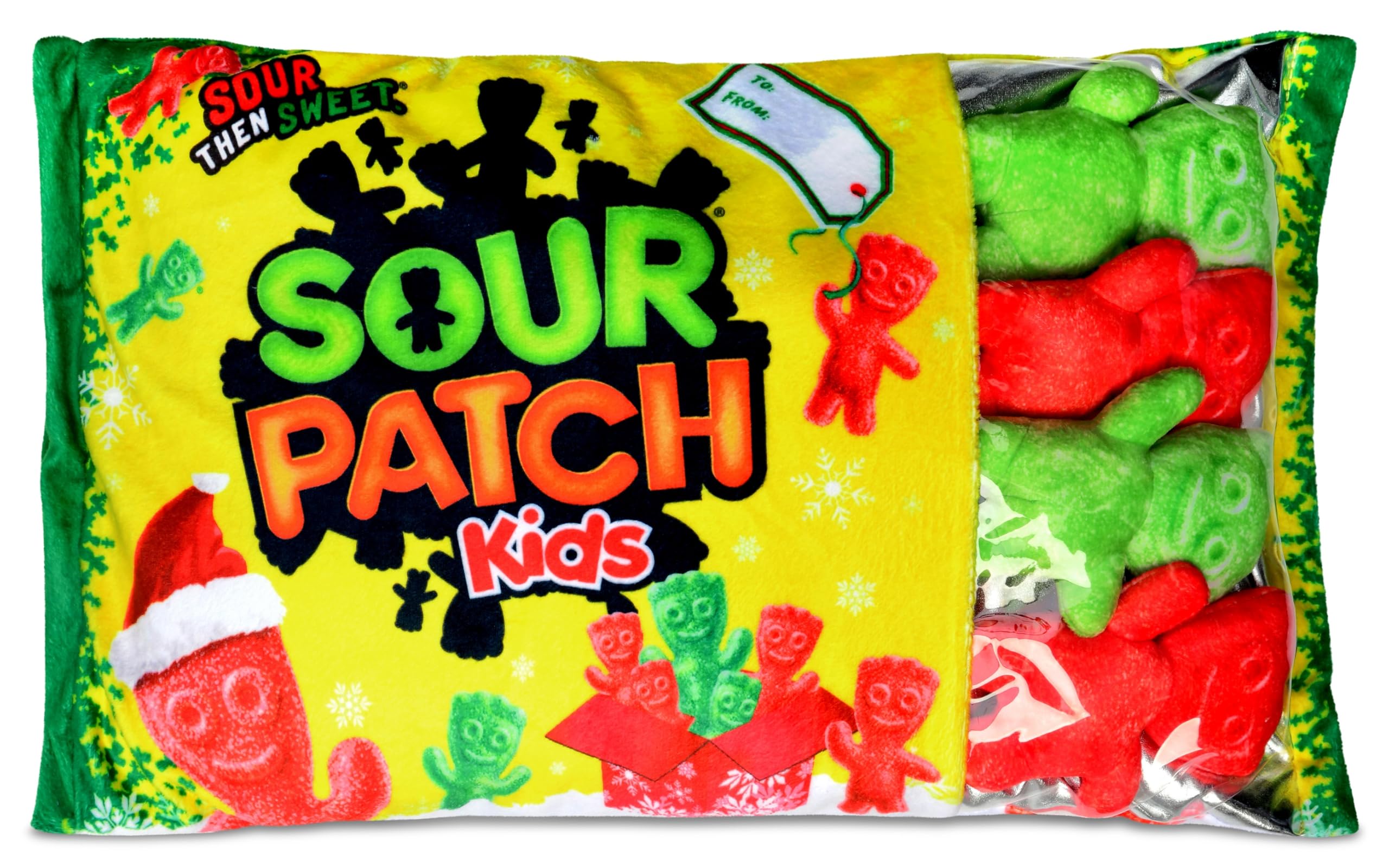 iscreamSour Patch Kids Christmas Package 18" x 12" Pillow Set with Mini SPK Candy Pillows