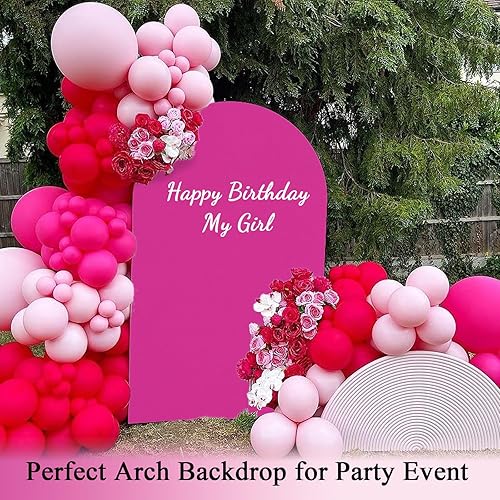 Miniatura 5 de Tela de telón de fondo para arco de fucsia, cubierta de arco de elastano para boda, cubierta de arco de elastano elástica de doble cara para