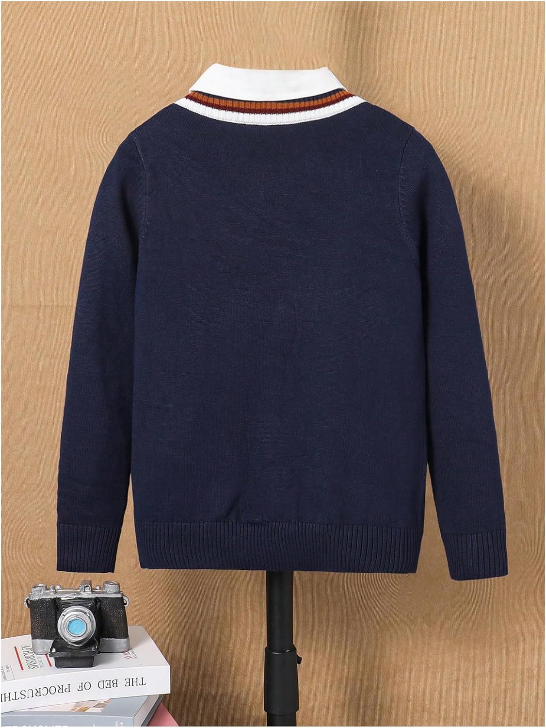Floerns Boy's Striped V Neck Sweater Long Sleeve Cable Knit Casual Pullover Sweaters - Image 2