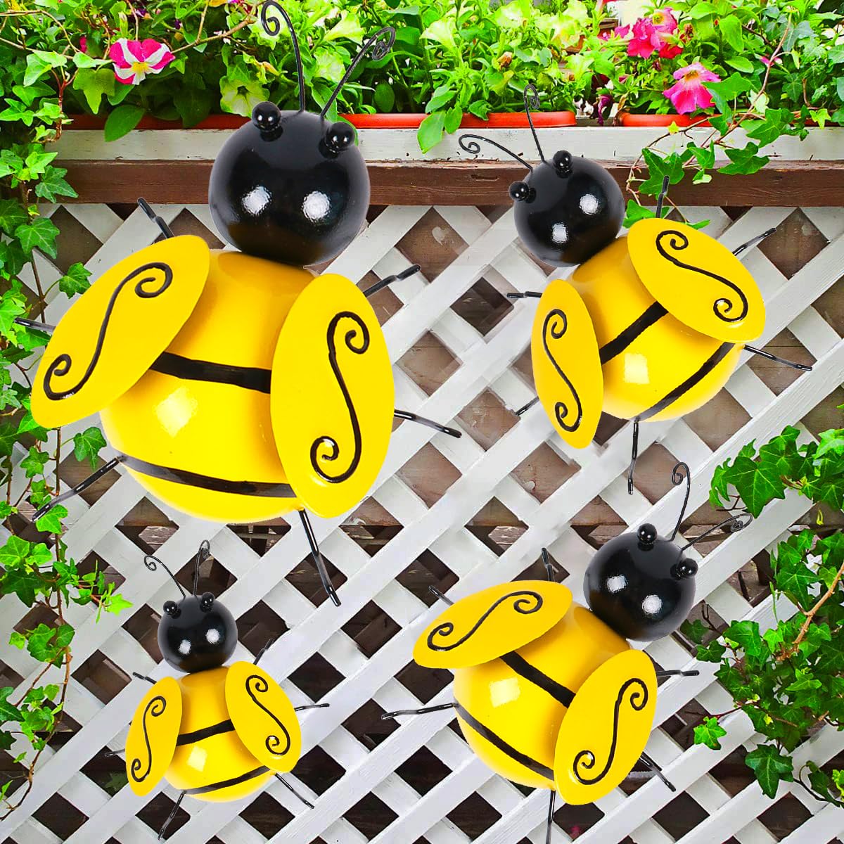 送料無料Mozzyyee メタルマルハナバチ装飾 ガーデンウォールアート 蜂 3D 彫刻 オーナメント 屋外庭 芝生 アイアンビー アートデコレーション 4個並行輸入 木の枝に鳥のメタルウォールアート - リビングルーム、庭、寝室