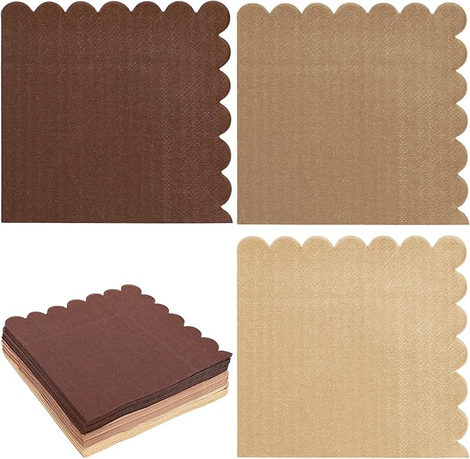 Whaline 150 Pack Fall Color Brown Neutral Cocktail Napkins Wood Grain Napkins Brown
