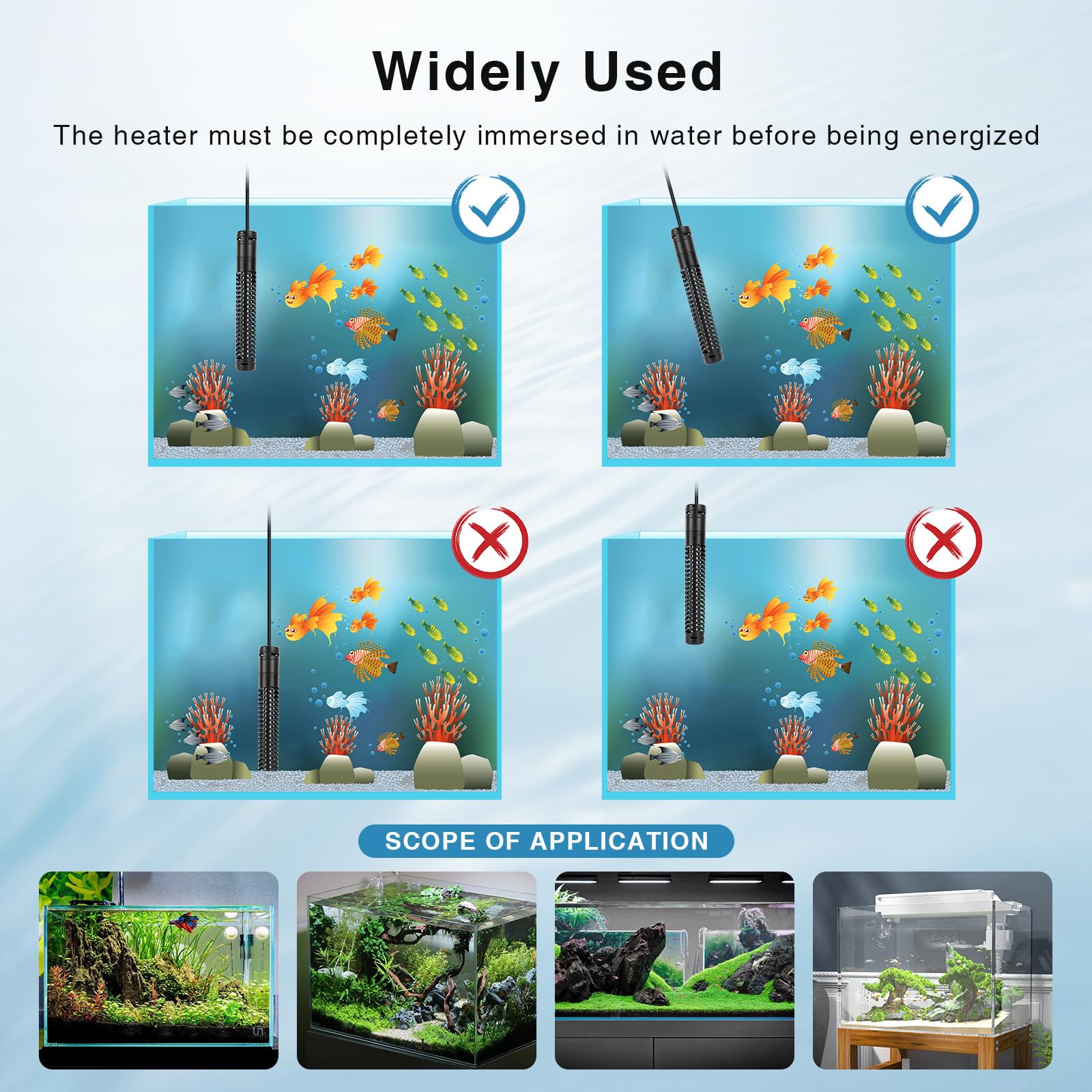 AQQA Aquariumverwarming, 300 W/500 W/800 W/1000 W