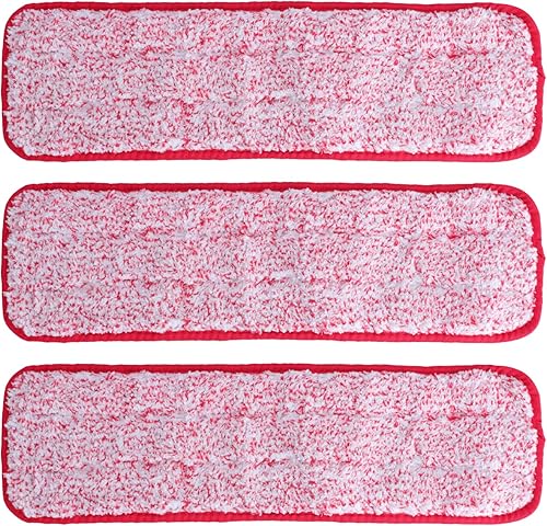 TreeLen Almohadillas de limpieza de microfibra compatibles con trapeador Bona de 18 pulgadas, paquete de 3, ideales para cabezal de limpieza de