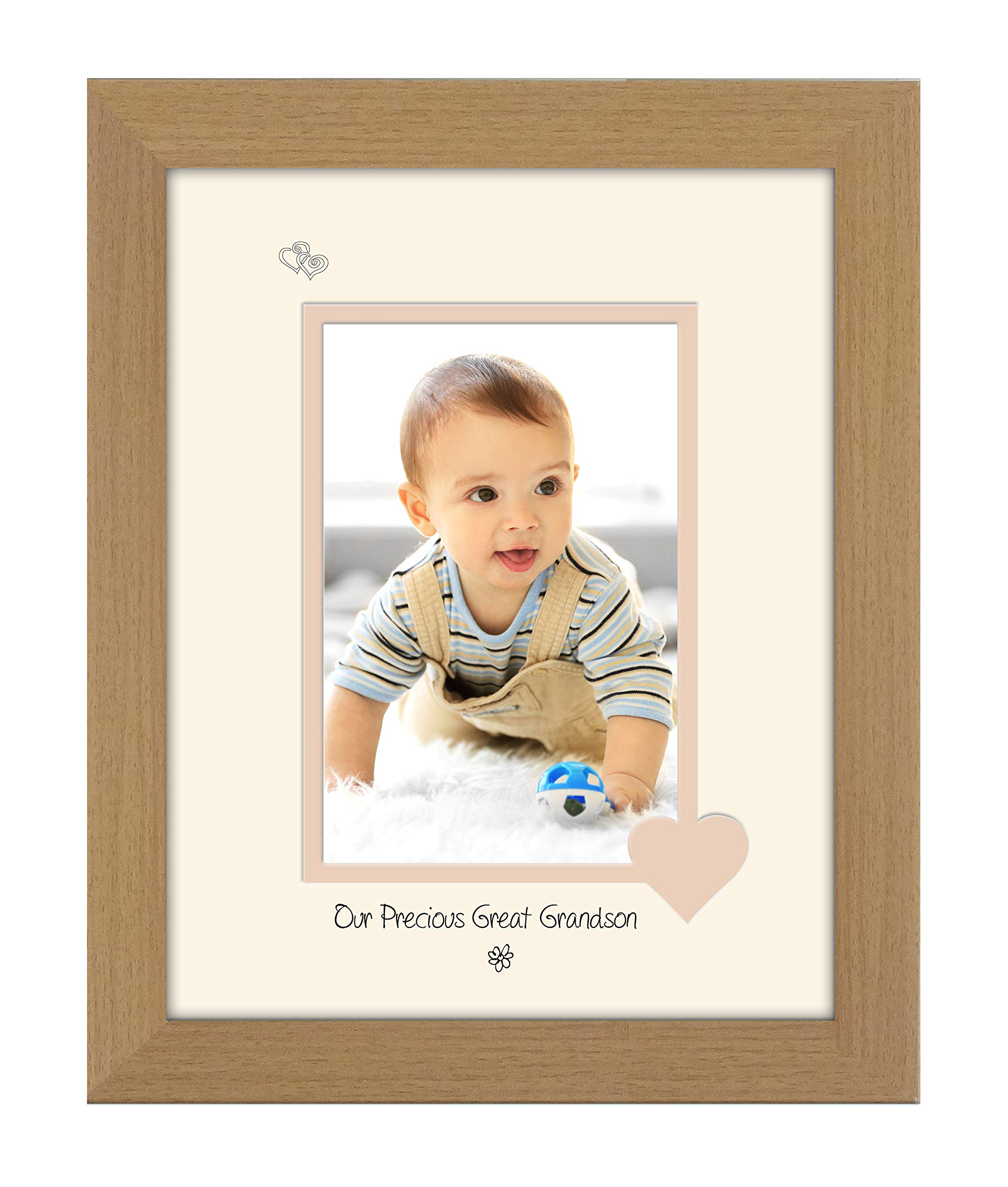 Photos In A Word Oak Finish Frame Cream Mount Beige Inside Great Grandson Photo Frame Our Precious Portrait Double Mounted Quality Gift 1045F (Oak Finish Frame Cream Mount Beige Inside)