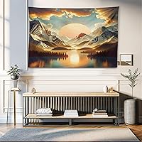 Vista 159 de Ambesonne Tapiz de isla tropical, olas del océano en la playa de Seychelles al atardecer horizonte, decoración de tela para colgar en la pared