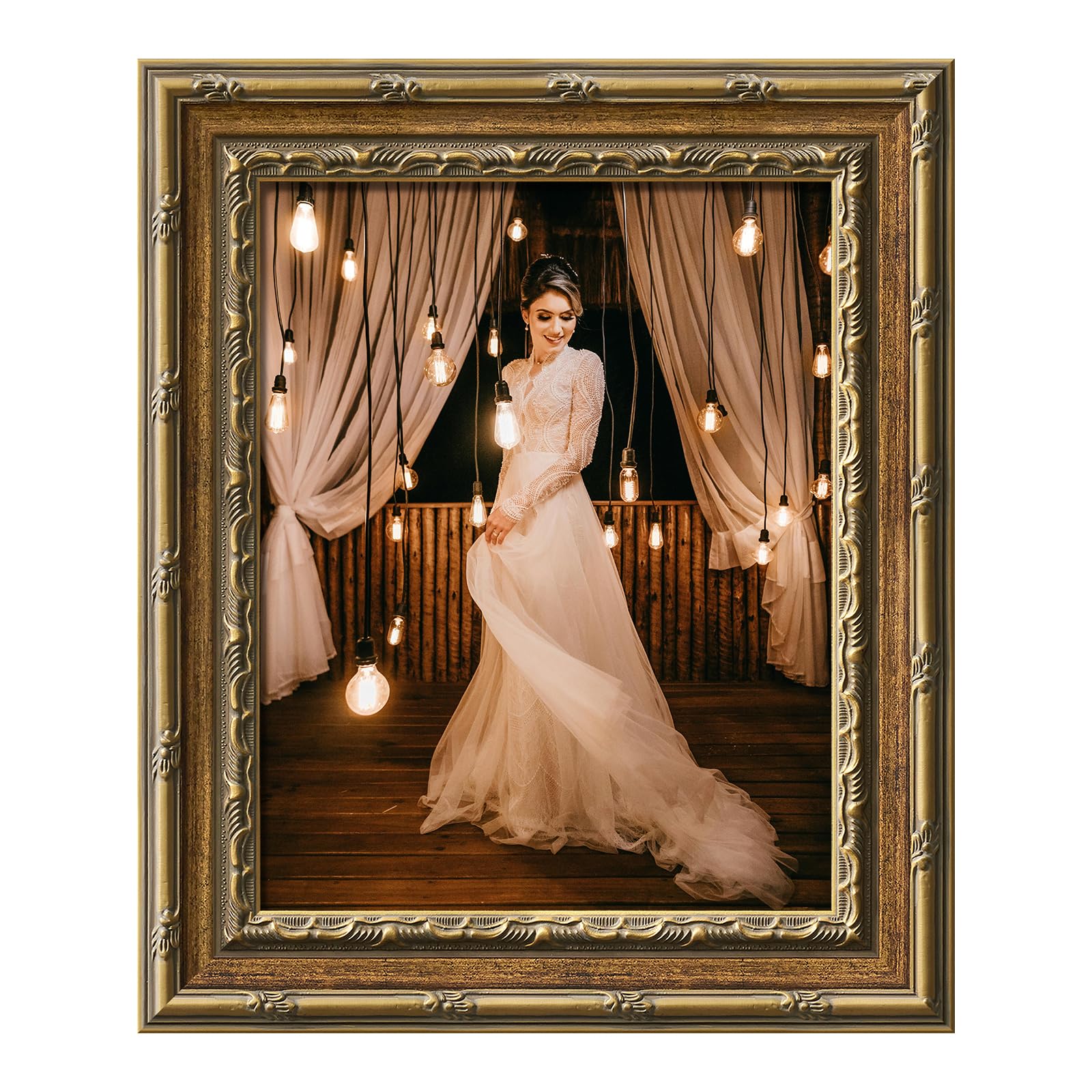 FOLKOR 8x10”/20.3x25.4cm Vintage Baroque Photo Frame Wall Mount Tabletop