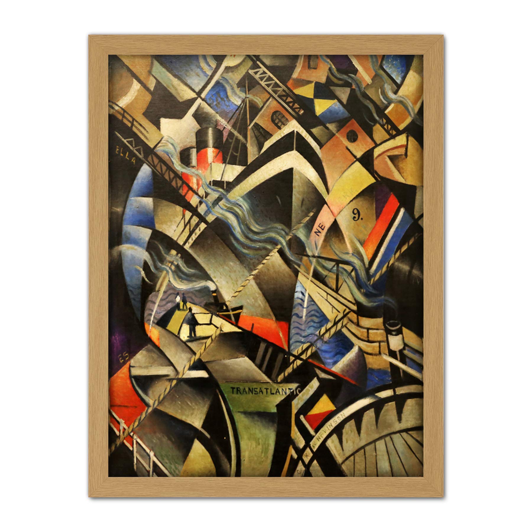 Nevinson The Arrival Abstract Futurist Painting - Large Framed Wall Décor Art - Artery8 - W18 x H24 inch
