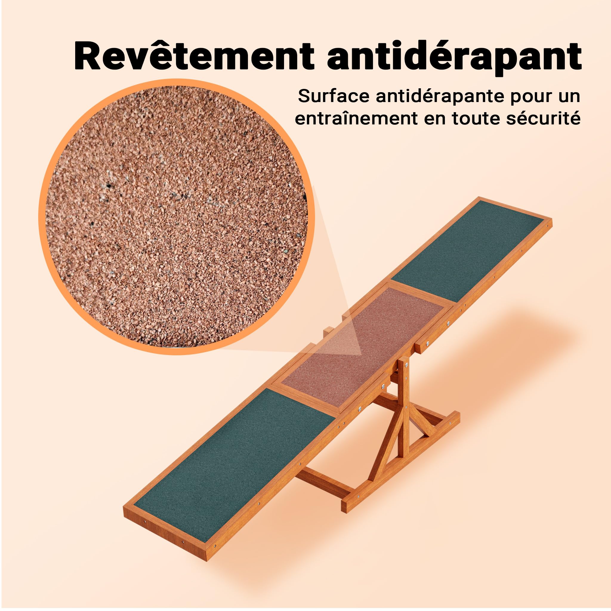Wiltec Bascule Balançoire pour Chien – 1800 x 300 x 300 mm – capacité de Charge Max. 50 kg – Tapecul Jouet pour Chiots Sport canin Matériel d'Agility Entraînement