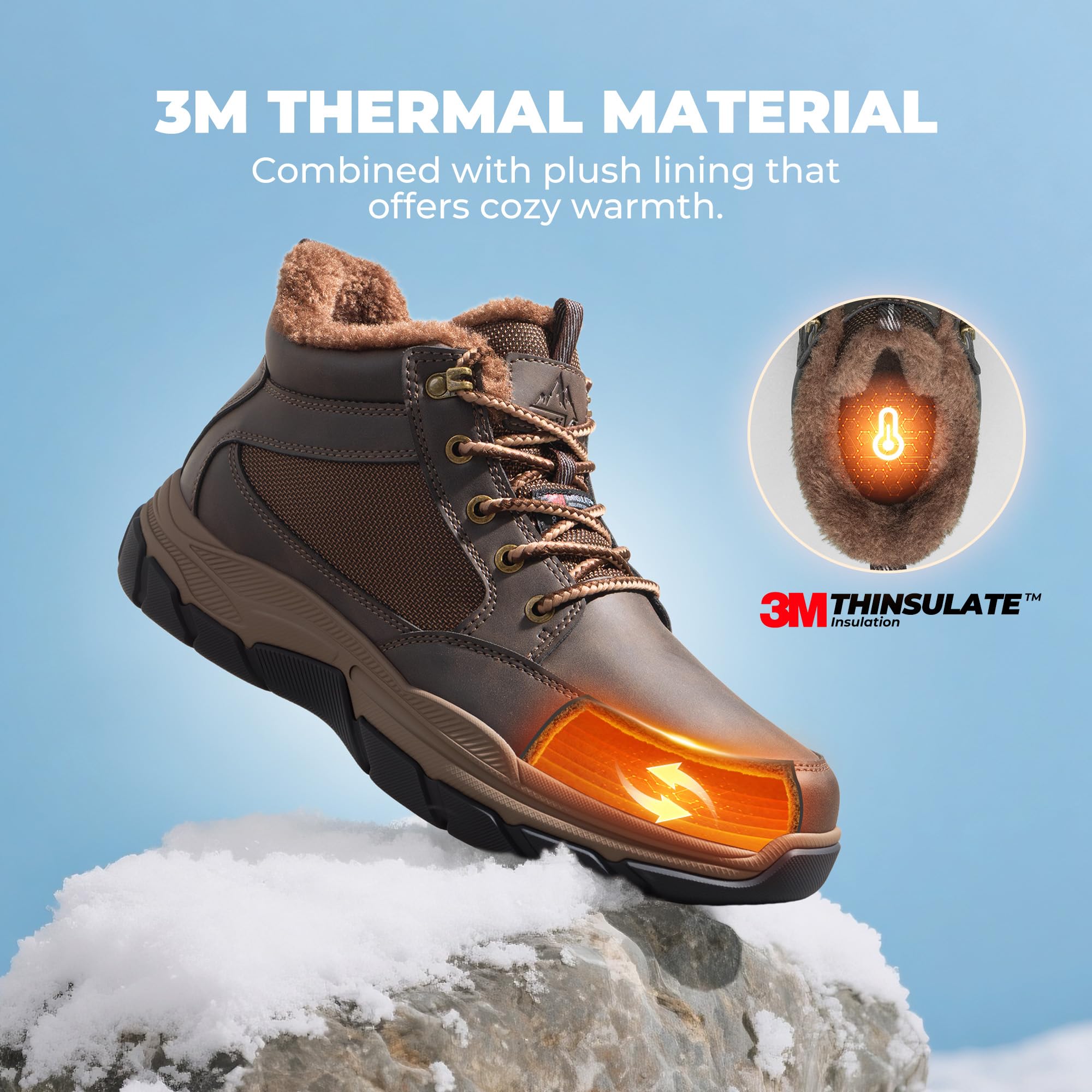 NORTIV 8 Bottes de neige imperméables pour homme - Légères et décontractées - Chukka