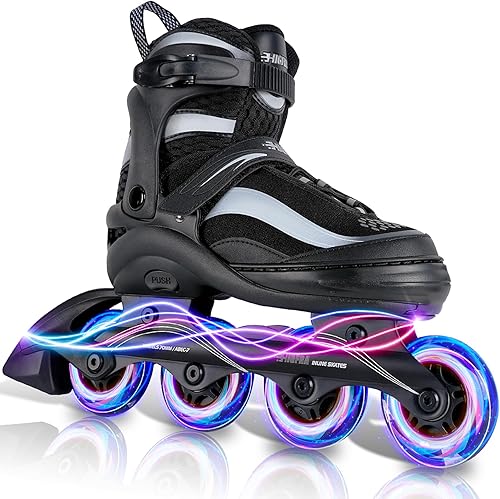 Adjustable Inline Skates for Kids and Adults – Color Gradient Roller Skates with Full Light-Up Wheels Girls, Boys (Ages 5-8, 8-12), Youth, Men, and Women – Indoor & Outdoor Use