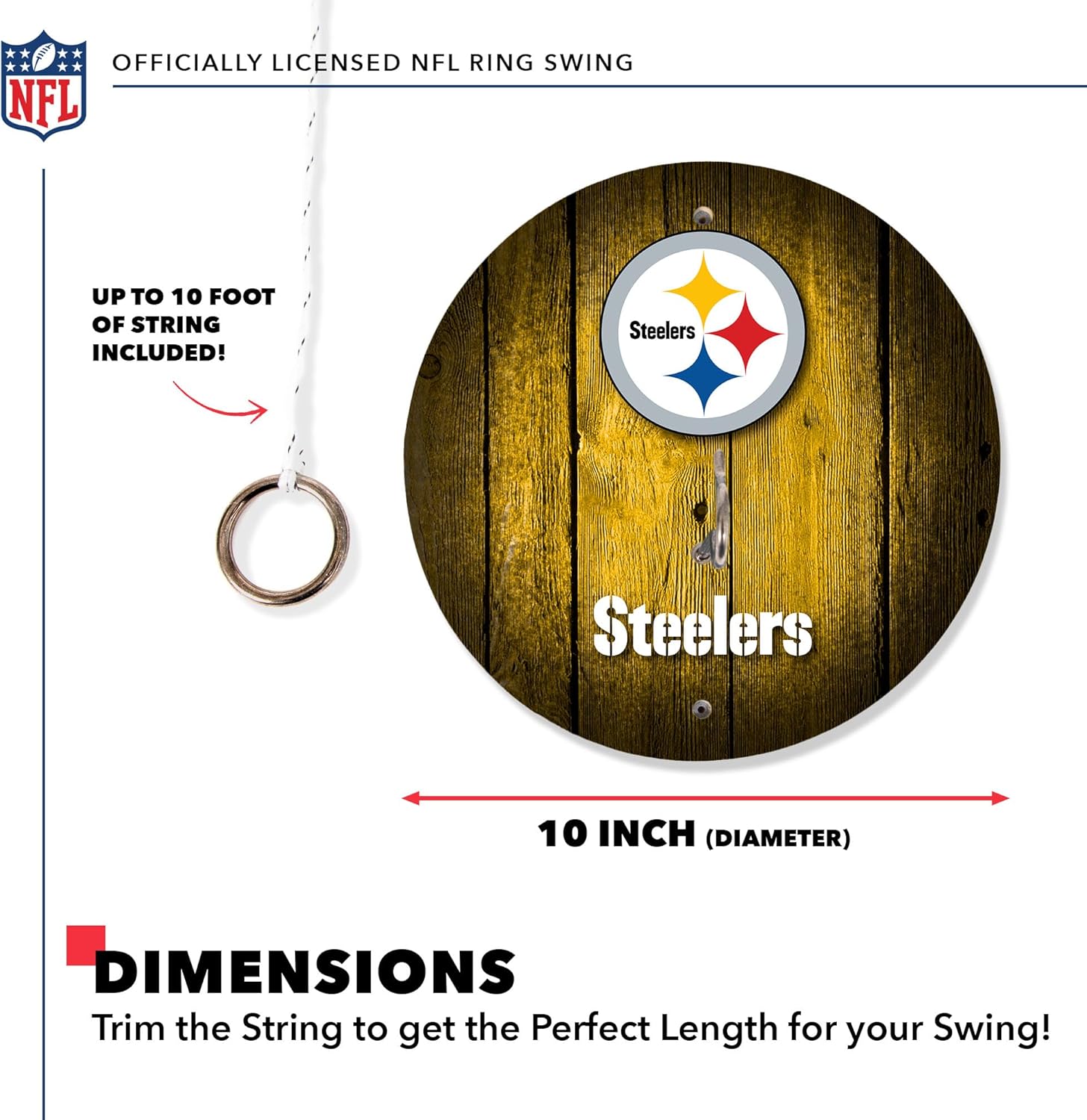Solid Wood NFL Hook & Ring Toss Set with Direct Print HD Team Graphics – Easy Hang Hook and Ring Toss Target – Great Gift for Any Football Fan! Ring Toss Family Game for a Game Room, bar or Garage!