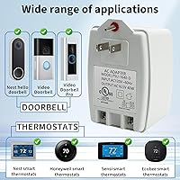 Vista 2 de Timbre de puerta de 16.5 V 40 VA enchufable de reajuste automático de transformadores de CA de seguridad, compatible con Ring Video Doorbell Pro