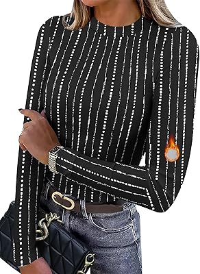 XIEERDUO Womens Long Sleeve Thermal Shirt Fleece Mock Neck Tops 2025 Fashion Slim Fit
