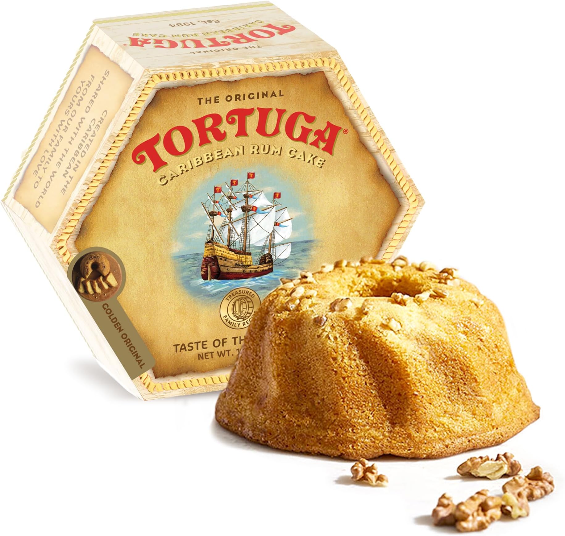 Caribbean Original Rum Cake with Walnuts - 4 oz Rum Cake - The Perfect Premium Gourmet Gift for Stocking Stuffers, Gift Baskets, and Christmas Gifts - Great Cakes for Delivery