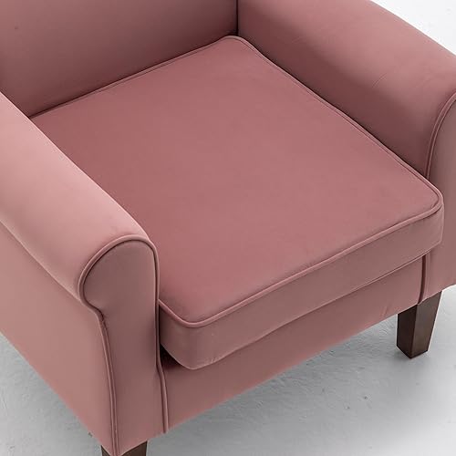 Miniatura 78 de Sillón clásico con marco de madera de abedul y cómodos reposabrazos enrollados, sillones para sala de estar, dormitorio y decoración de oficina,