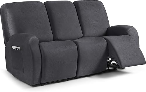 Miniatura 24 de Fundas para sillas reclinables con aspecto de cuero, funda elástica de 4 piezas, funda suave para silla reclinable, protector de muebles lavable