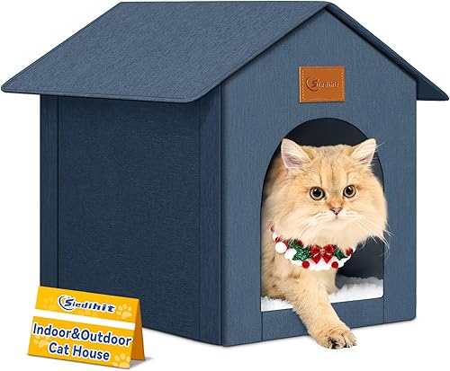 Casa para gatos al aire libre, refugio para gatos de exterior, impermeable, para gatos al aire libre e interior, cama aislada para gatos para todas