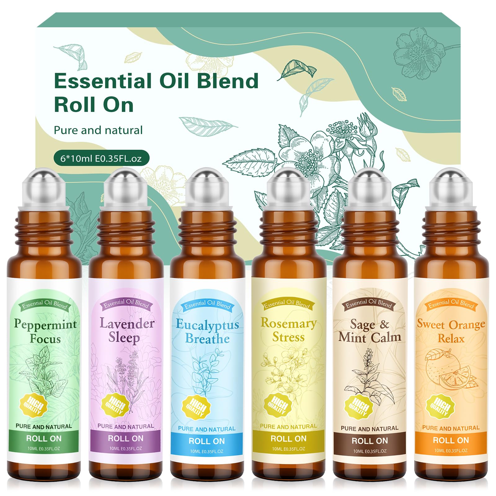 Zestaw olejków eterycznych w rolce – 6 x 10 ml, aromaterapia, naturalny pomysł na prezent dla samoopieki, dla matki i żony, prezent wellness dla kobiet, na Walentynki, urodziny, Boże Narodzenie, Dzień