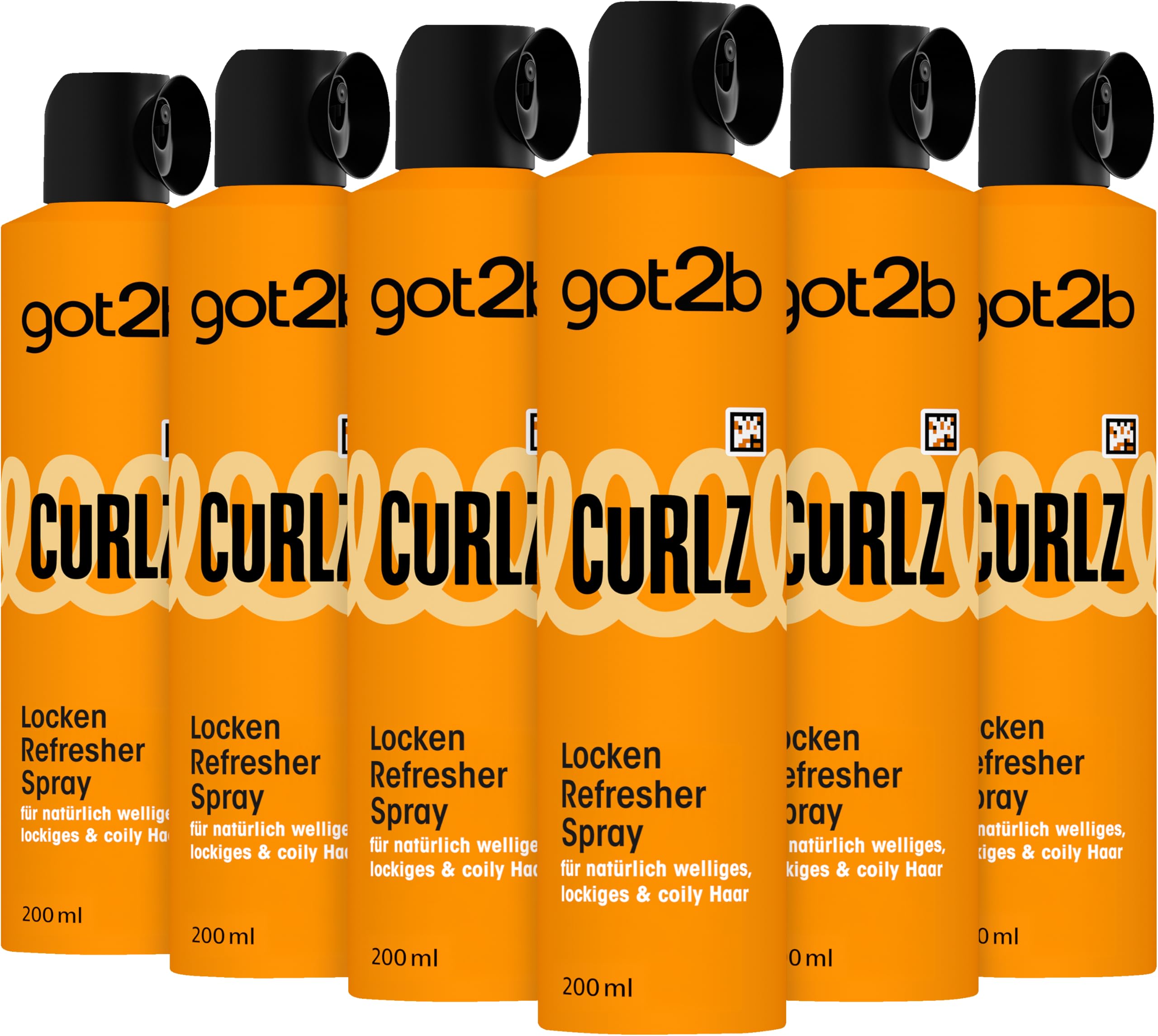 Got2b Curlz Locken Refresher Spray (6x200 ml), Lockenspray für natürlich welliges, lockiges & coily Haar, Styling für geschmeidig-glänzende Locken, silikonfrei | Für natürlich welliges, lockiges & coily Haar, Geschmeidig-glänzende Locken, Silikonfrei