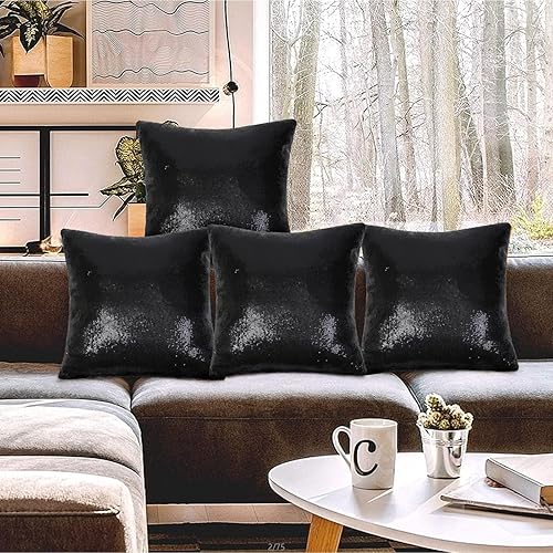 Miniatura 7 de SquarePie Juego de 4 fundas de almohada de lentejuelas, 18 x 18 pulgadas, color negro, fundas de almohada cuadradas brillantes para cama, sofá,