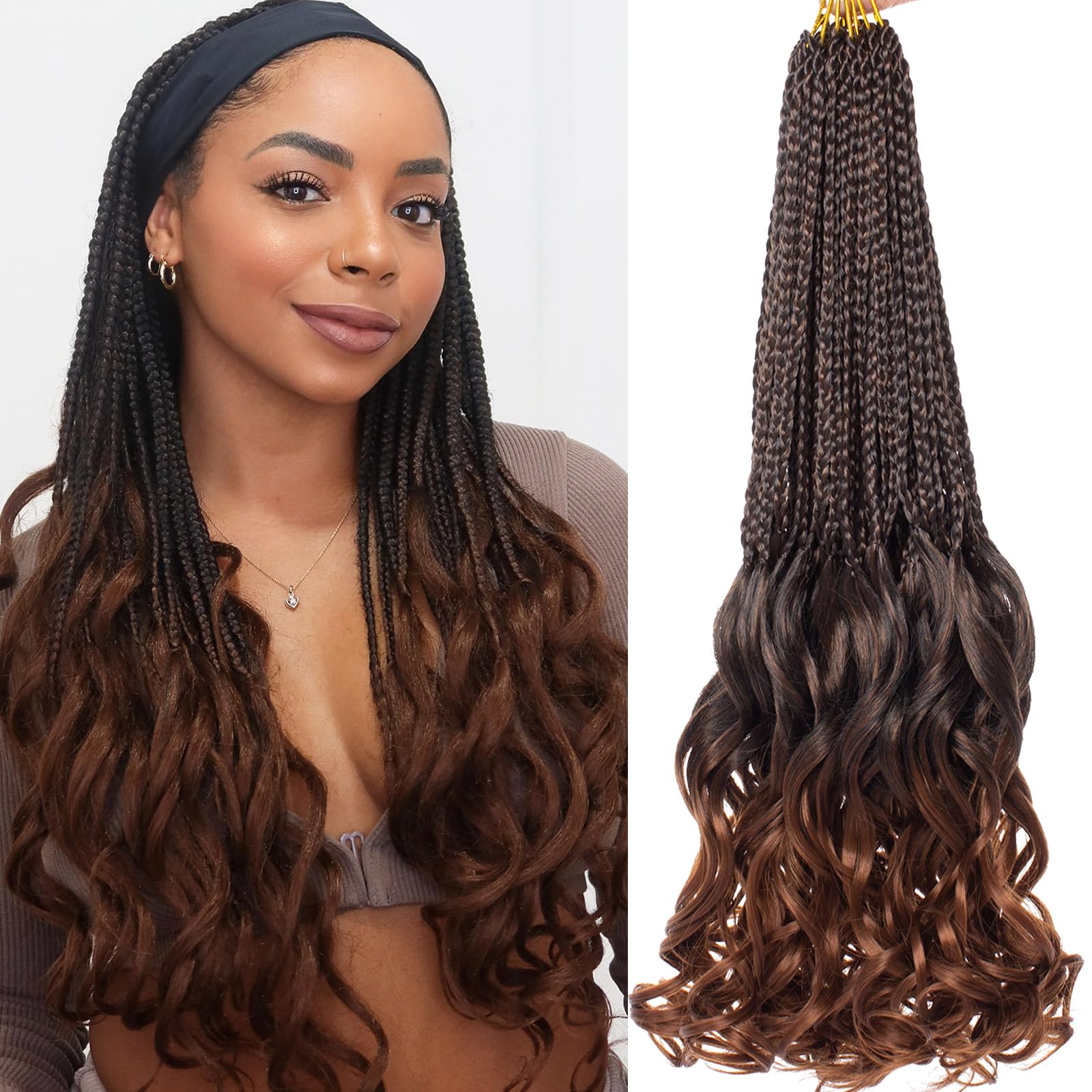 Amazon.com : COOKOO 18 Inch Pre Looped Ombre Brown French Curl