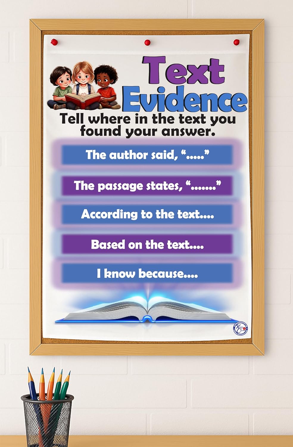 Kristie's Classroom Text Evidence Anchor Chart, printed on fabric (18 inches X 26 inches)