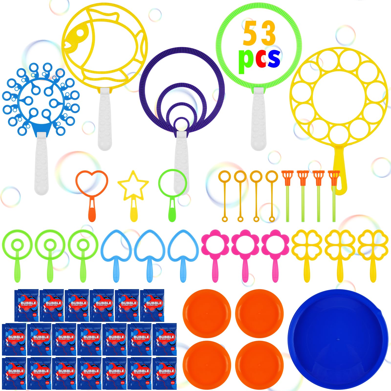 Bubble Wands Set for Kids, Bubble Toys, Giant Bubbles Set, Bubble Making Wands Kit for Kids Summer Garden Outdoor Activity Games Toys Party Favors (53pcs)