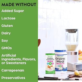 Orgain Organic Vegan Protein Almond Milk,Unsweetened Vanilla - 10g Plant Protein,Vitamin D & Calcium,No Lactose,Dairy & Soy Ingredients,Gluten Free,No Sugar Added,32 Fl Oz,(Pack of 12)