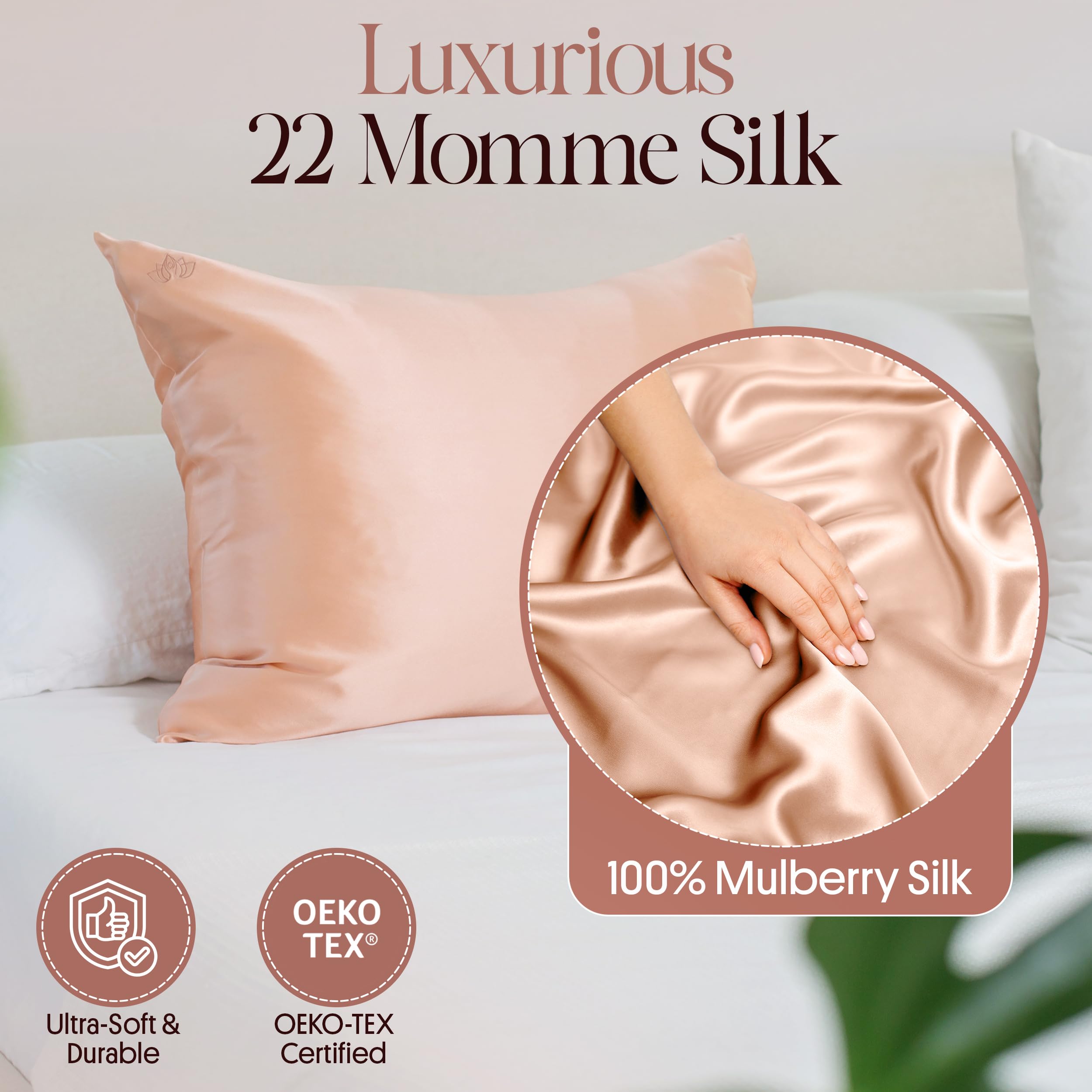 Funda de almohada de seda (rosa)