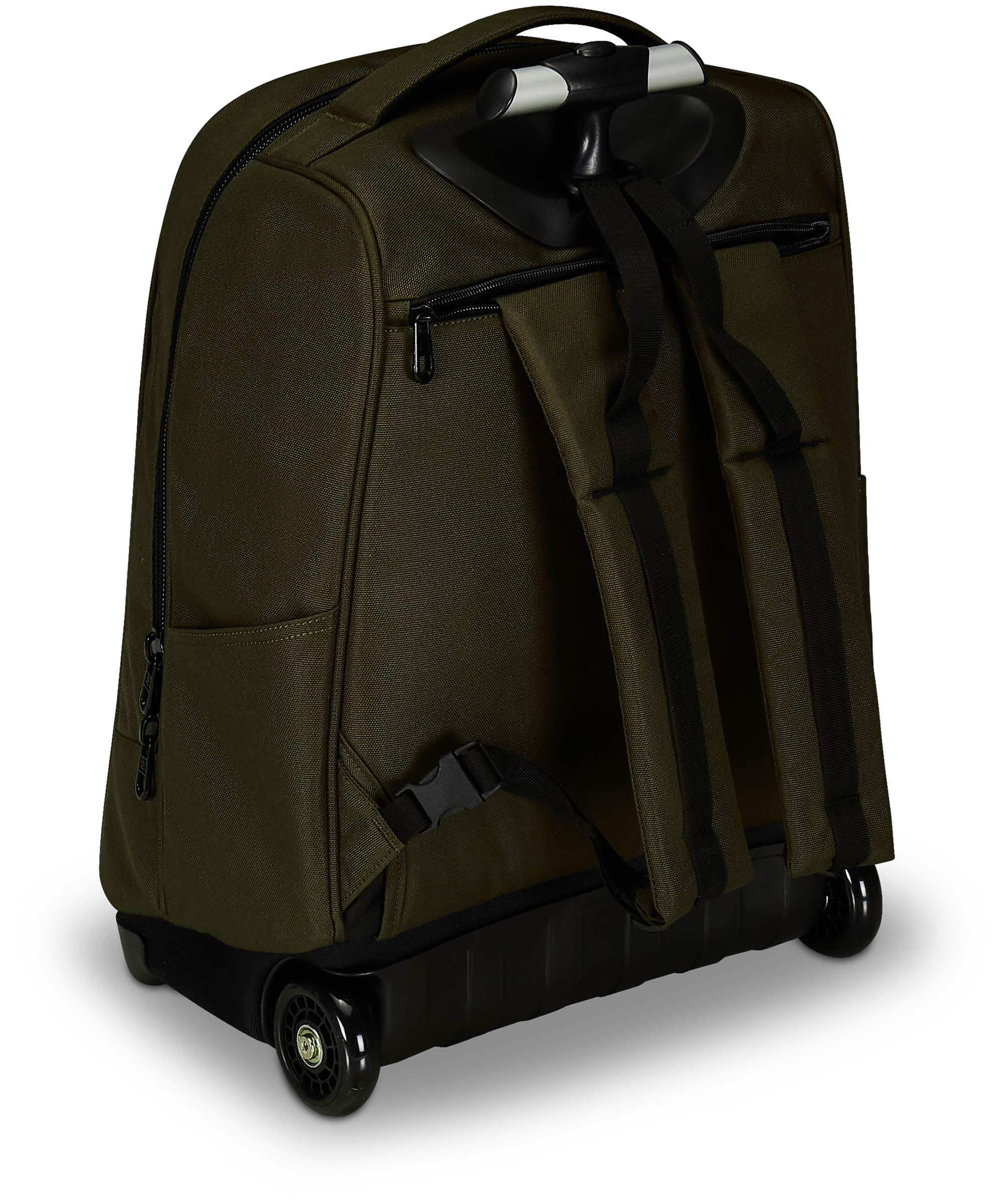 Invicta Trolley Scuola Benin Solid, Verde Militare, 2 in 1, Con Spallacci Uso Zaino, Tasca porta Borraccia e Porta Laptop, Scuola & Viaggio, Ragazzi