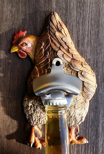 Miniatura 6 de Ebros Gift Rustic Western Farm Gallinero Gallinero trasero trasero trasero Ass Wall Soda Beer Glass Bottle Cap Abridor de metal fundido Casa de