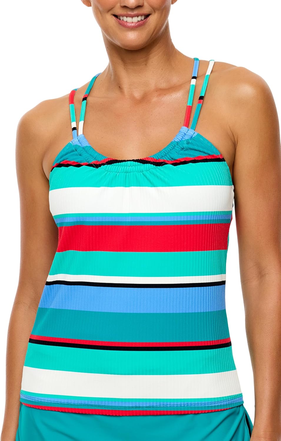 Next by Athena Women's Big Island Stripe Third Eye Tankini Swimsuit Top