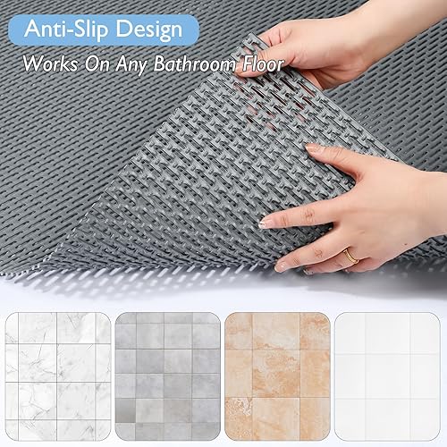 Miniatura 6 de Tapete de ducha antideslizante extra grande, de cloruro de polivinilo de secado rápido, diseño de orificios de drenaje para bañera para