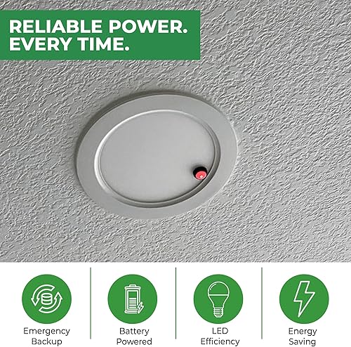 Miniatura 2 de E2 Lighting Downlight LED empotrable de 6 pulgadas con batería de emergencia de 8 W de reserva (90 minutos), luz de techo ultra delgada IC de 1250