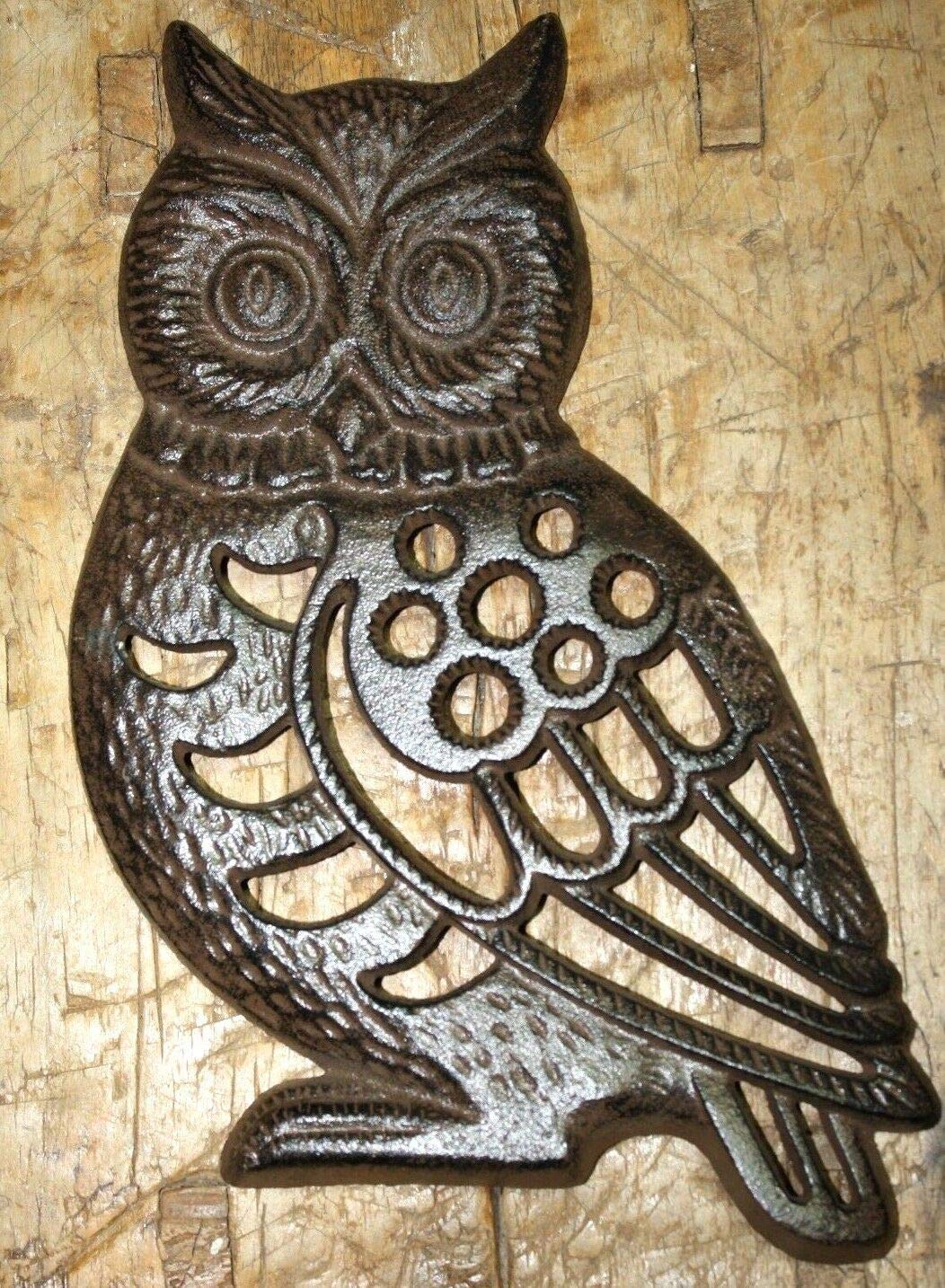 Huge Cast Iron Antique Style OWL Stepping Stone Garden Step Pond Pool Hoot Owl