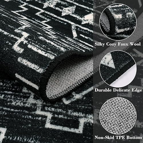 Miniatura 2 de Wonnitar - Tapete marroquí lavable, largo, suave y antideslizante, bohemio, geométrico y tribal, para decorar pasillo, cocina, entrada, lavandería,