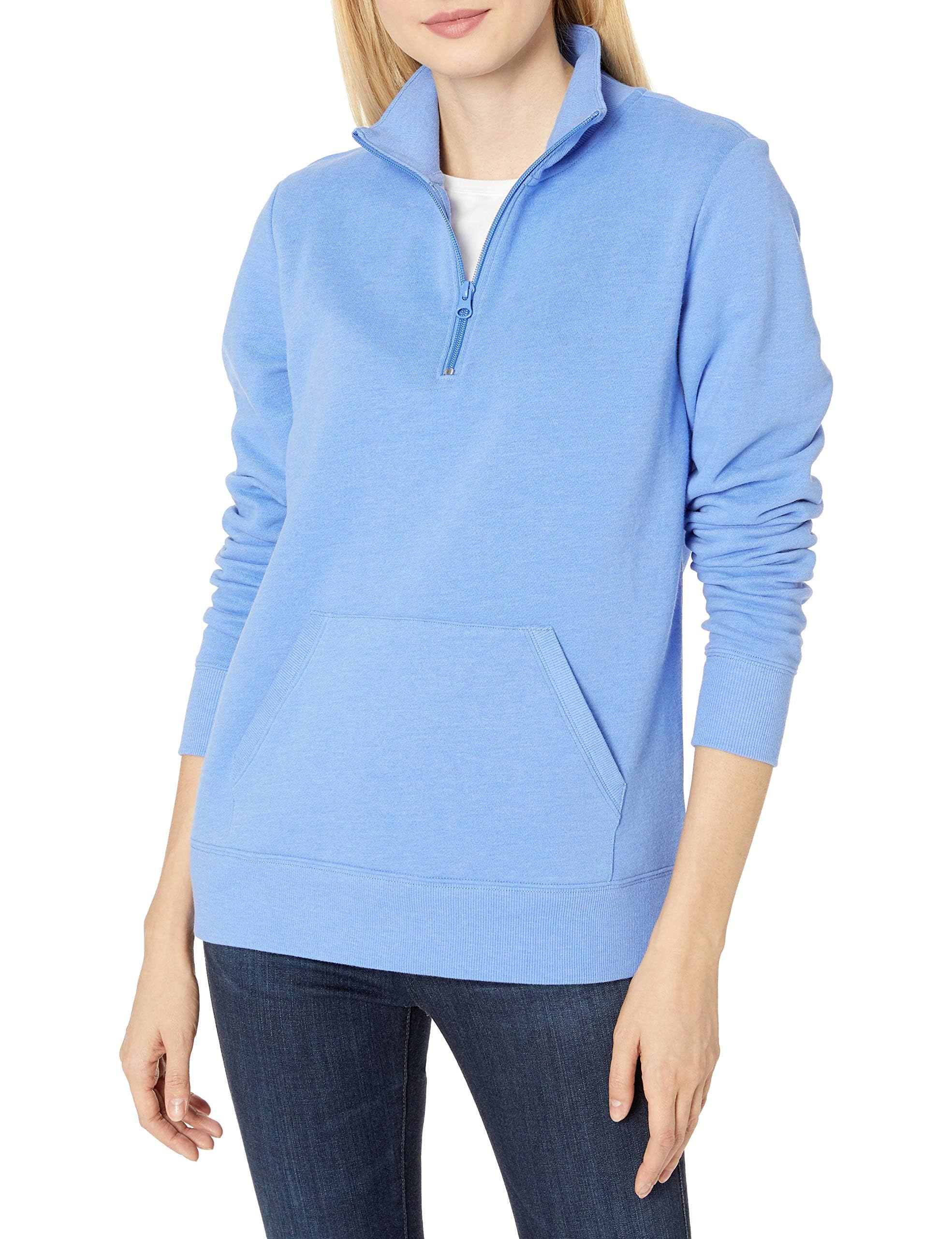 Amazon Essentials Damen Langarm-Oberteil aus Fleece mit Viertelreißverschluss (in Übergröße erhältlich)