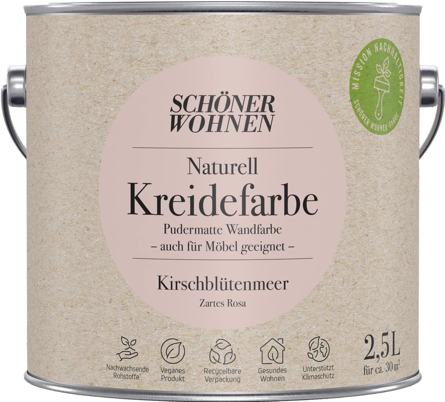 2,5L Schöner Wohnen Naturell Kreidefarbe Kirschblütenmeer, Zartes Rosa