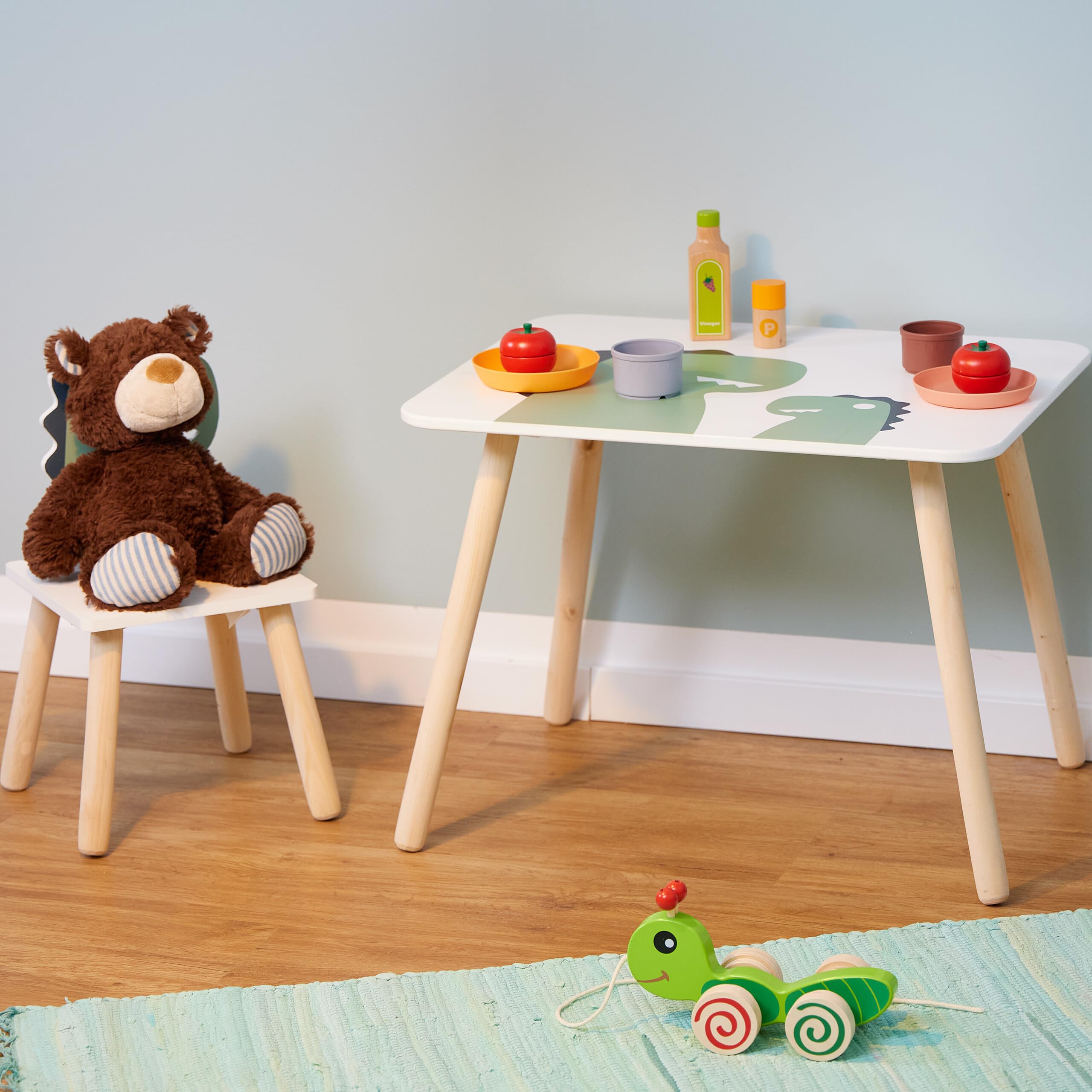 Relaxdays Tavolino da Bambini con Sedia MDF Design Dinosauro