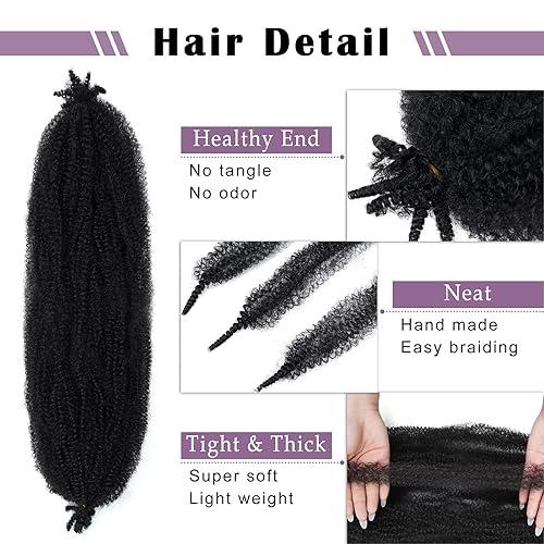 Miniatura 5 de 8 paquetes de cabello rizado estilo afro elástico Marley Twist, cabello trenzado previamente separado para rastas sintéticas de ganchillo para