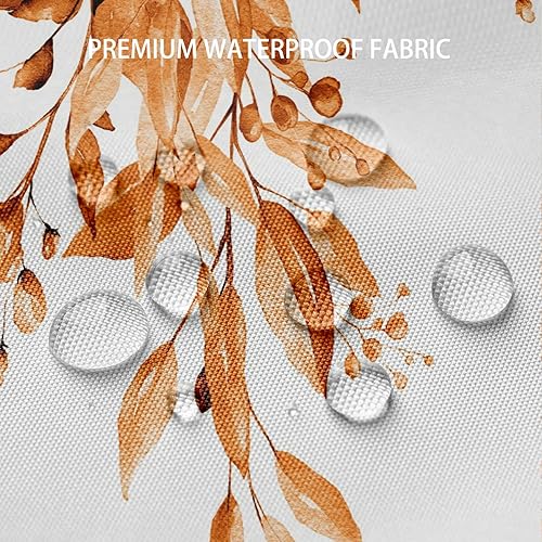 Miniatura 5 de Cortinas de ducha de hojas de eucalipto naranja, 72 x 72 pulgadas, tela impermeable, elegante cortina de ducha botánica con ganchos
