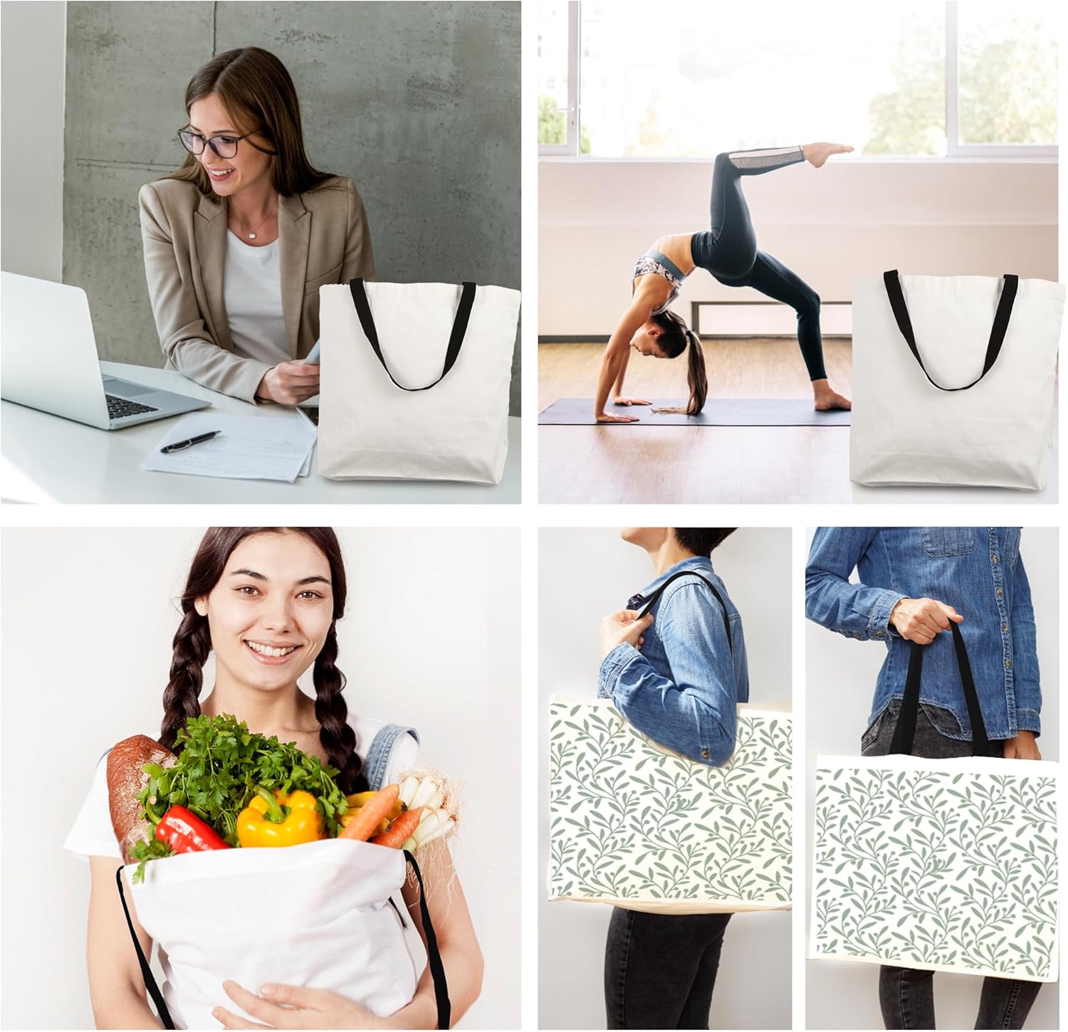 Sublimation Tote Bags Blanks,Sublimation Blanks Canvas Tote Bags Grocery Bag Heat Transfer Bag DIY Crafting for Gift - Image 2