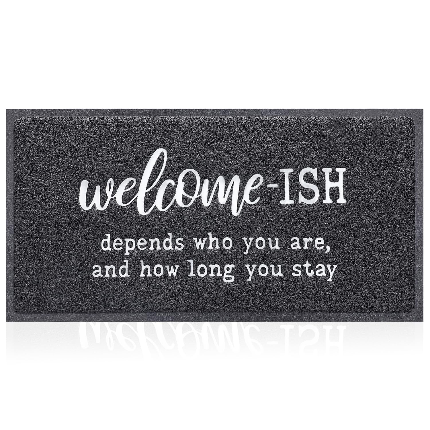 JJUUYOU Large Welcome Mats Funny Front Door Mat Outdoor Entryway with Anti Slip Rubber Backing Doormat Indoor Welcome-ish Depends Who You are and How