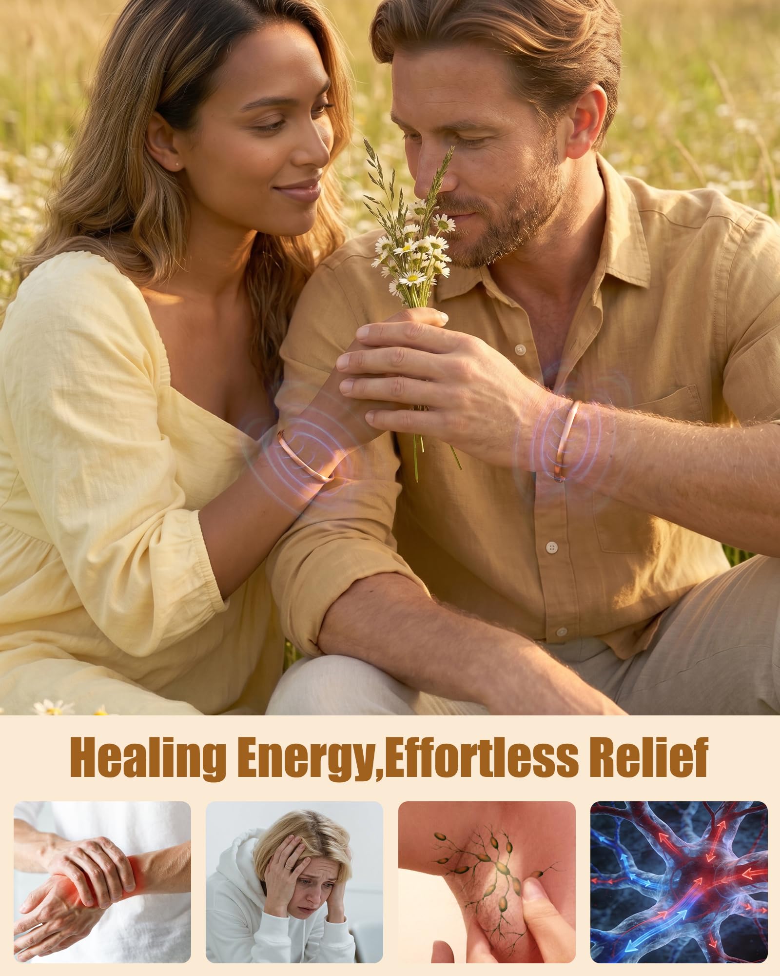 Jeracol Pulsera de cobre para mujeres y hombres, 100% cobre puro sólido