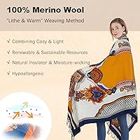 Vista 169 de DANA XU Manta de pashmina extragrande 100% de lana merina, bufanda de viaje, bufanda de cachemira para mujer, otoño e invierno, chal de gran