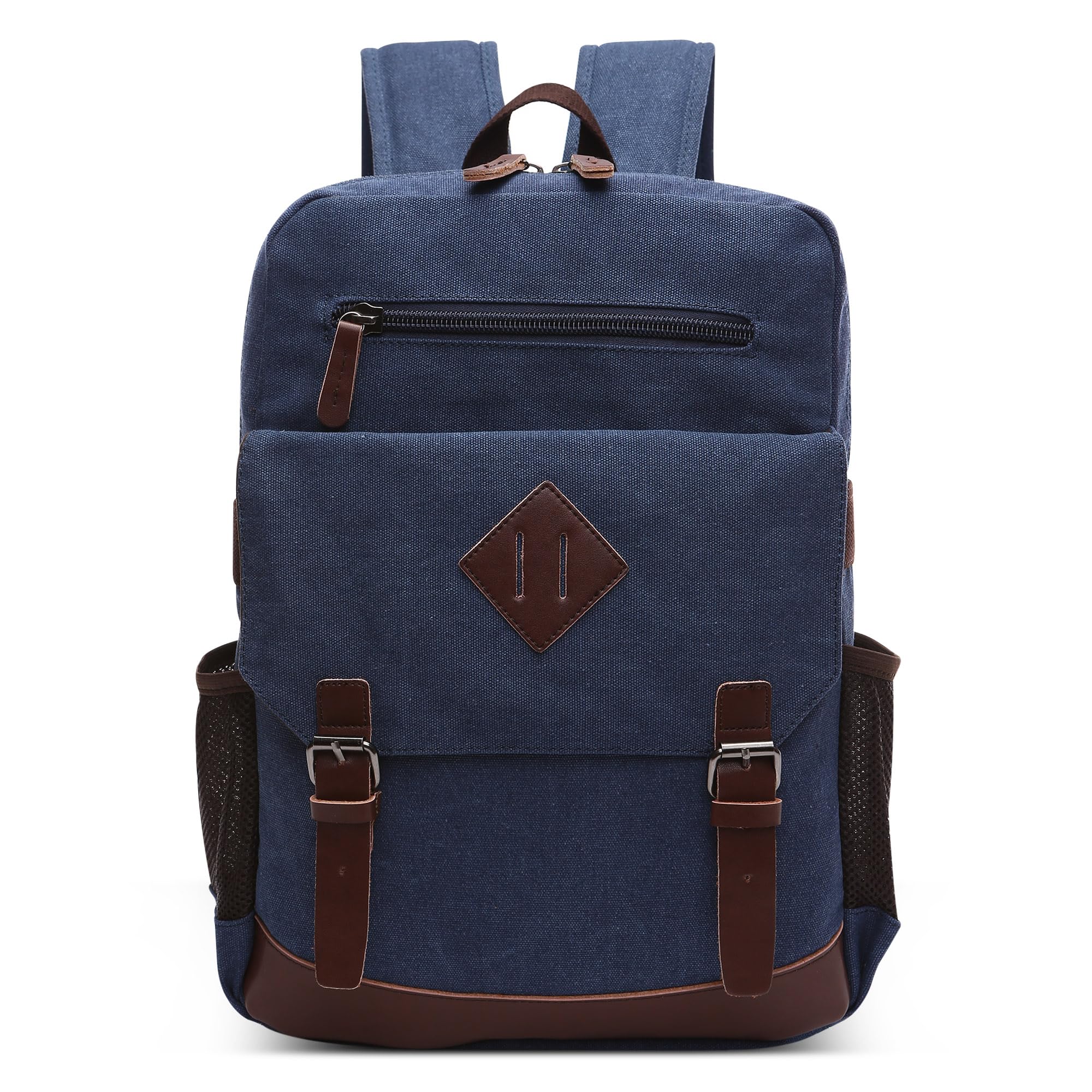 Vintage Uomo Zaino Moda Tela Grande 17.3 Pollici PC Portatile Zaino Multiple Multifunzionale Tasche per Viaggio Scuola Quotidiano Lavoro Casuale Uomo Comodo Canvas Backpack Blu