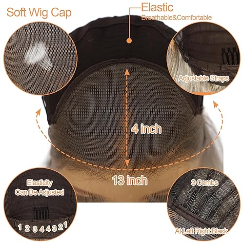 Miniatura 7 de SAPPHIREWIGS Peluca larga ondulada para mujer, pelucas sintéticas con encaje frontal, peluca de encaje de cabello gris, peluca de encaje de 13 x 4,